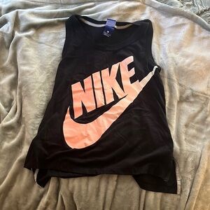 A nike Tank Top, Blaxk with Pink to White Ombré, Size S